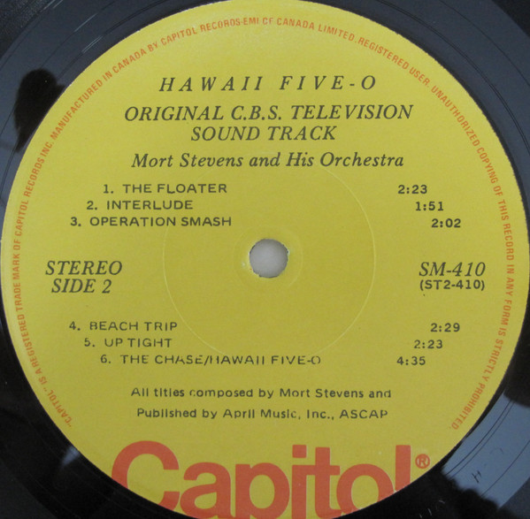 Mort Stevens And His Orchestra - Hawaii Five-O (Original C.B.S. Television Sound Track) [Vinyl] | Capitol Records (SM-410) - 4