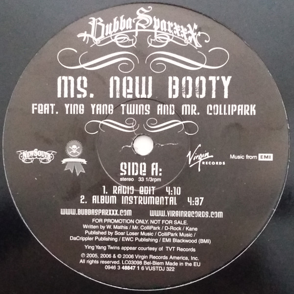 Bubba Sparxxx Featuring Ying Yang Twins And Mr. Collipark - Ms. New Booty | Virgin (0946 3 48847 1 6)