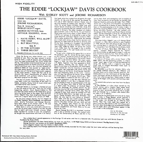 Eddie "Lockjaw" Davis With Shirley Scott , Jerome Richardson - The Eddie "Lockjaw" Davis Cookbook Vol. 1 | Original Jazz Classics (OJC-652) - 2