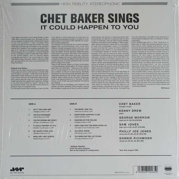 Chet Baker - It Could Happen To You | Jazz Wax Records (JWR 4513) - 2