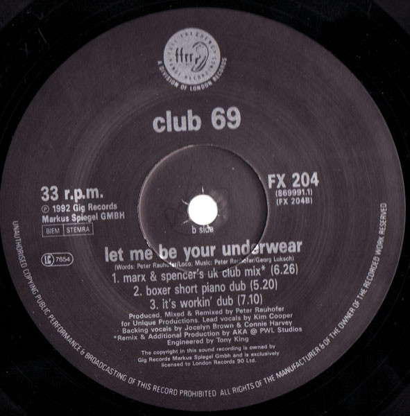 Club 69 - Let Me Be Your Underwear | FFRR (FX 204) - 4