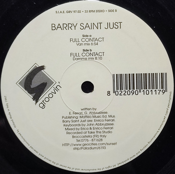 Barry Saint Just - Full Contact | Groovin' (GRV 97.02)