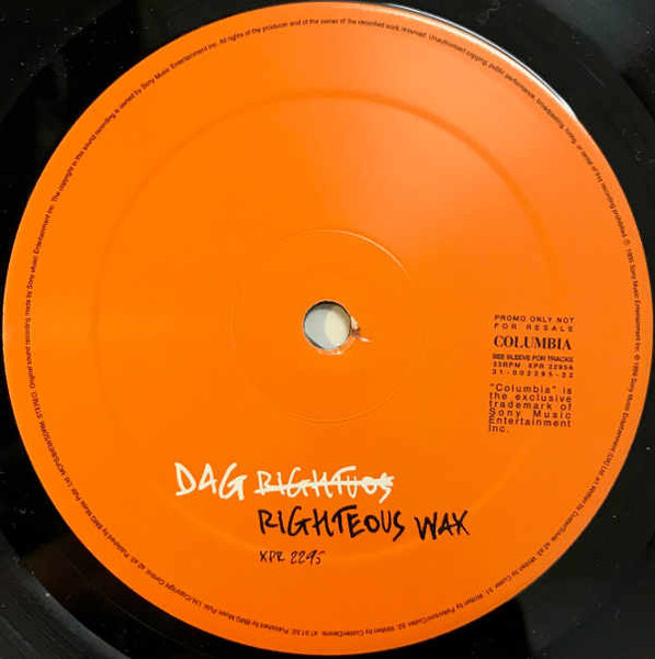 Dag - Righteous Wax | Columbia (31-002295-22) - 3
