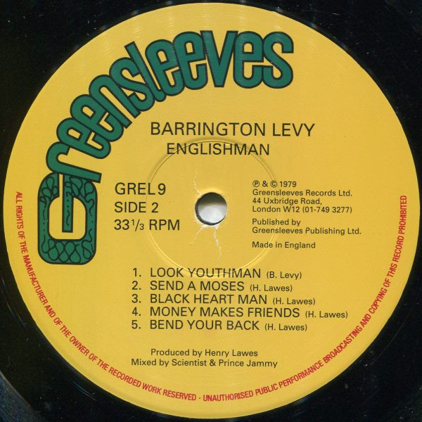 Barrington Levy - Englishman | Greensleeves Records (GREL 9) - 3
