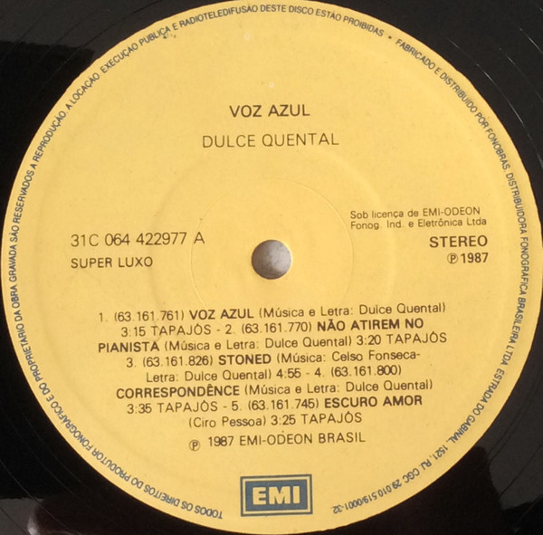 Dulce Quental - Voz Azul | EMI (31C 064 422977) - 3 Dulce Quental - Voz Azul | EMI (31C 064 422977) - 3