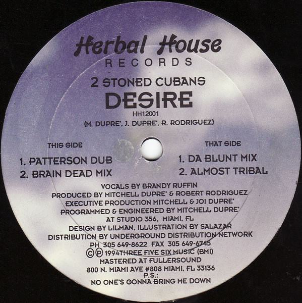 2 Stoned Cubans - Desire | Herbal House Records (HH12001) - main
