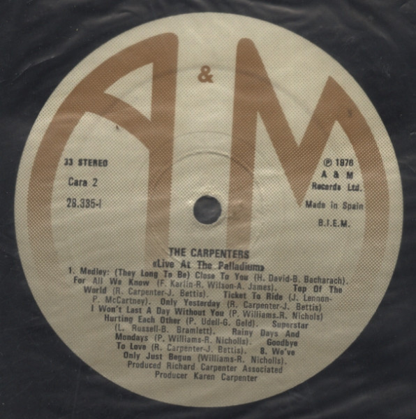 Carpenters - Live At The Palladium | A&M Records (28.335-I) - 3