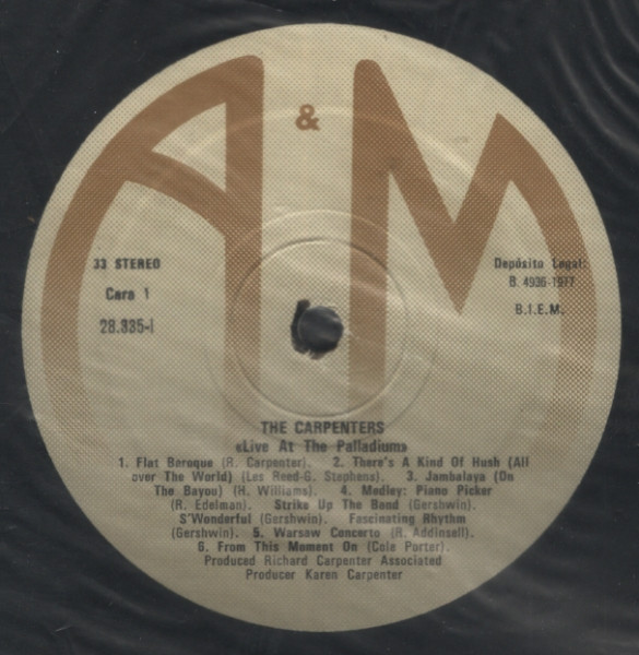 Carpenters - Live At The Palladium | A&M Records (28.335-I) - 2
