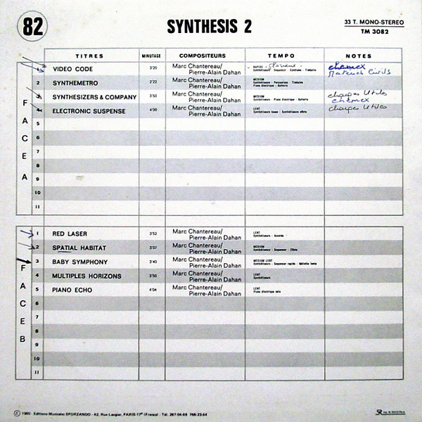 Marc Chantereau Et Pierre-Alain Dahan - Synthesis 2 | Tele Music (TM 3082) - 2