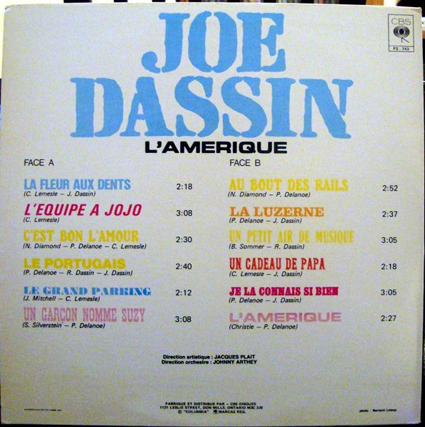 Joe Dassin - L'Amérique [Vinyl] | CBS (FS-743) - 2