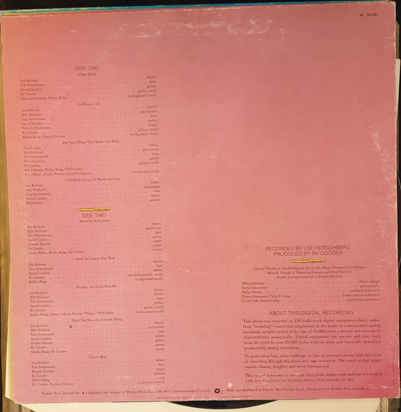 Ry Cooder - Bop Till You Drop | Warner Bros. Records (W 56691) - 2