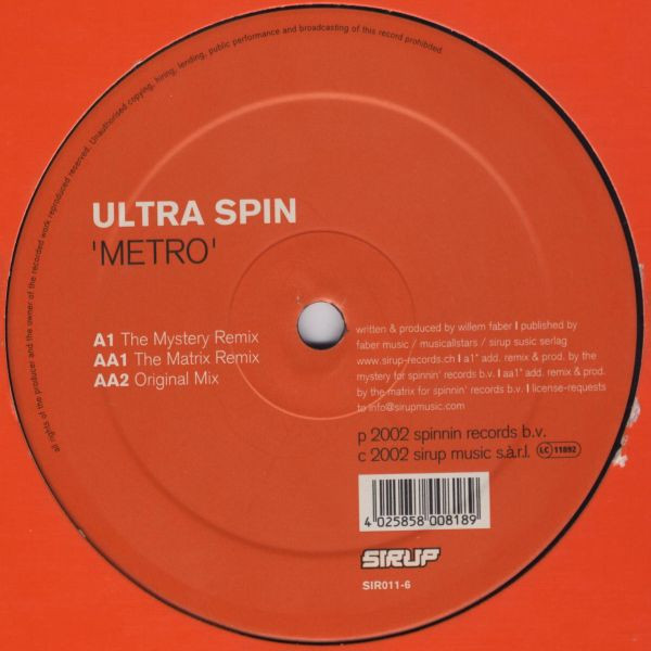 Ultra Spin - Metro | Sirup Records (SIR011-6)