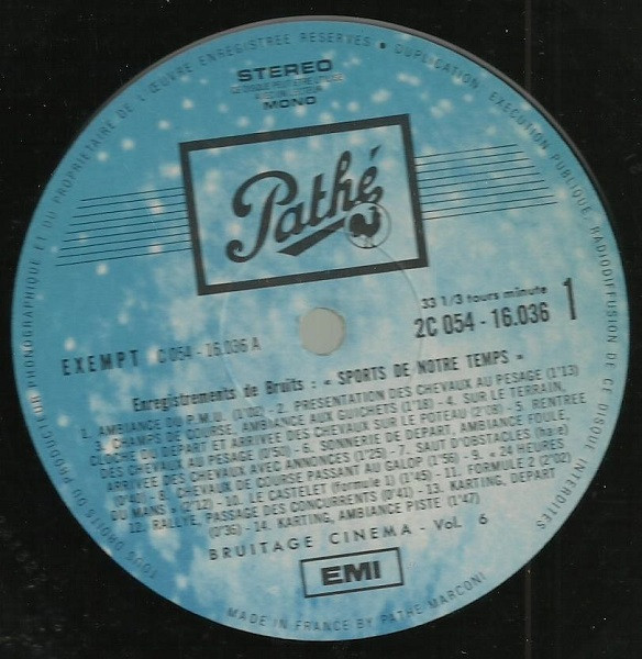 No Artist - Bruitage Cinéma Vol. 6 - Sports De Notre Temps | Pathé (2C 054-16036) - 3