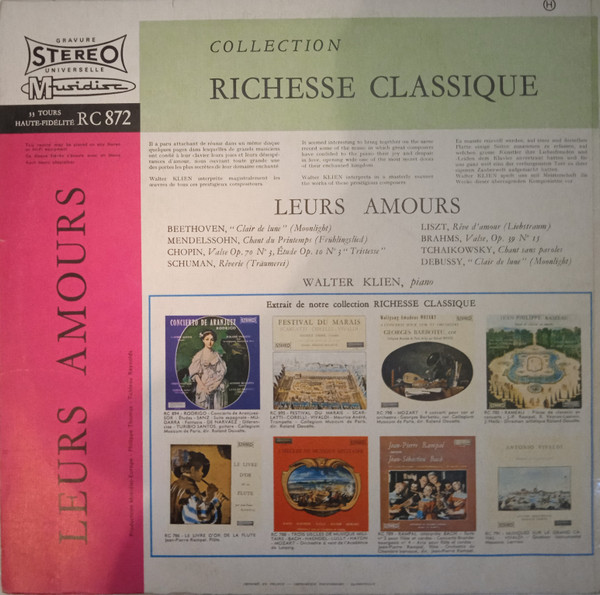 Walter Klien - Leurs Amours | Musidisc (30 RC 872) - 2