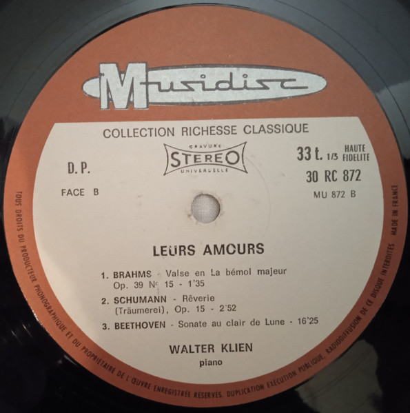 Walter Klien - Leurs Amours | Musidisc (30 RC 872) - 4
