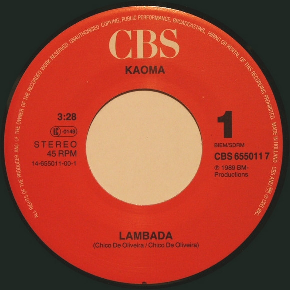 Kaoma - Lambada | CBS (CBS 6550 117) - 3
