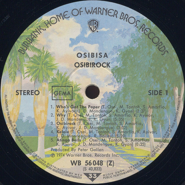Osibisa - Osibirock | Warner Bros. Records (WB 56048) - 3