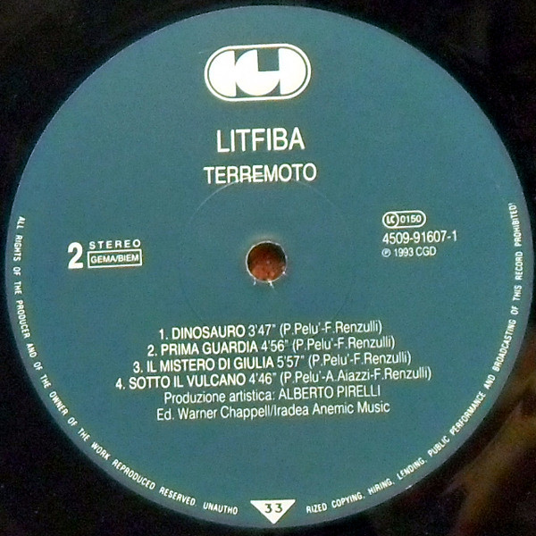 Litfiba - Terremoto | CGD (4509-91607-1) - 4 Litfiba - Terremoto | CGD (4509-91607-1) - 4