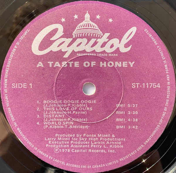 A Taste Of Honey - A Taste Of Honey | Capitol Records (ST-11754) - 2