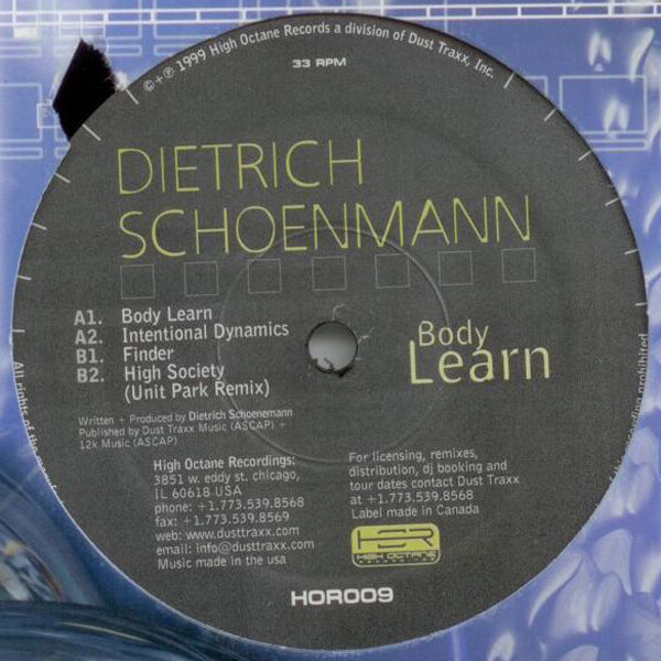 Dietrich Schoenemann - Body Learn | High Octane Recordings (HOR009) - main Dietrich Schoenemann - Body Learn | High Octane Recordings (HOR009) - main