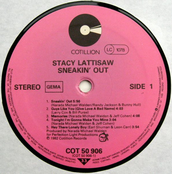 Stacy Lattisaw - Sneakin' Out | Cotillion (COT 50 906) - 3