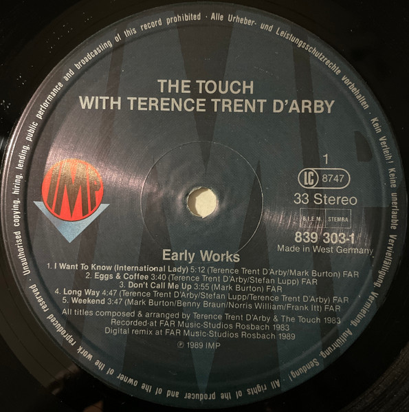 The Touch With Terence Trent D'Arby - Early Works | IMP (839 303-1) - 3