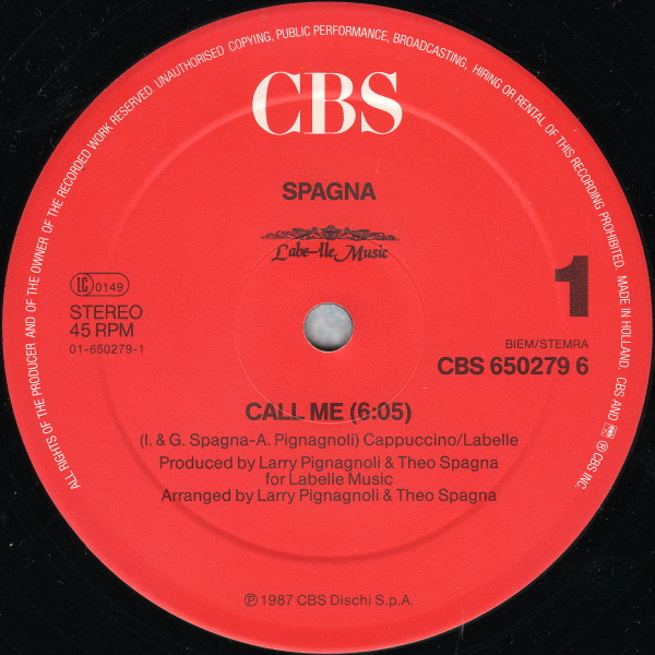 Ivana Spagna - Call Me | CBS (CBS 650279 6) - 3 Ivana Spagna - Call Me | CBS (CBS 650279 6) - 3