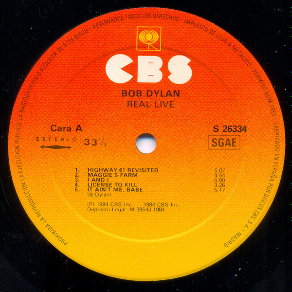 Bob Dylan - Real Live | CBS (S 26334) - 3