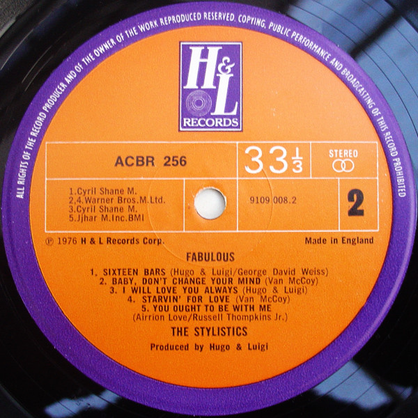 The Stylistics - Fabulous | H & L Records (ACBR 256) - 3 The Stylistics - Fabulous | H & L Records (ACBR 256) - 3