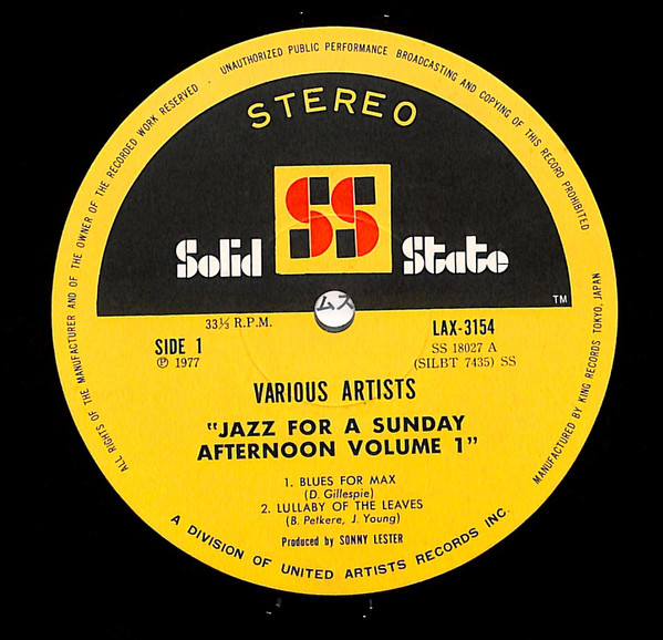 Various - Jazz For A Sunday Afternoon Volume 1 | Solid State Records (LAX-3154) - 4