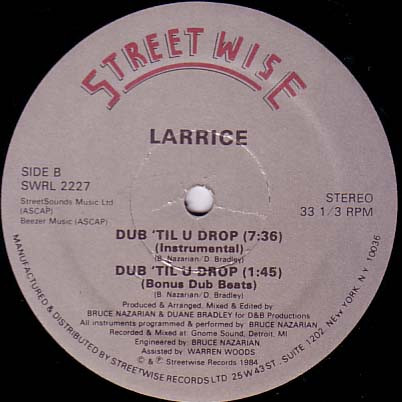Larrice - Bop 'Til I Drop | Streetwise (SWRL 2227) - 2