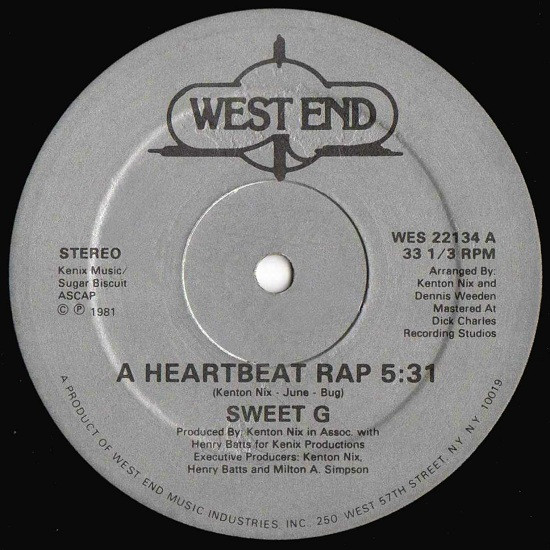 Sweet G - A Heartbeat Rap | West End Records (WES 22134)