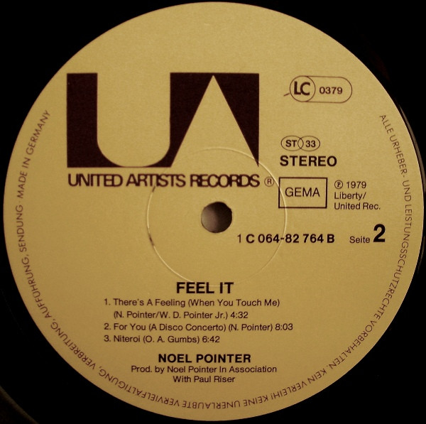Noel Pointer - Feel It | United Artists Records (1C 064-82 764) - 4