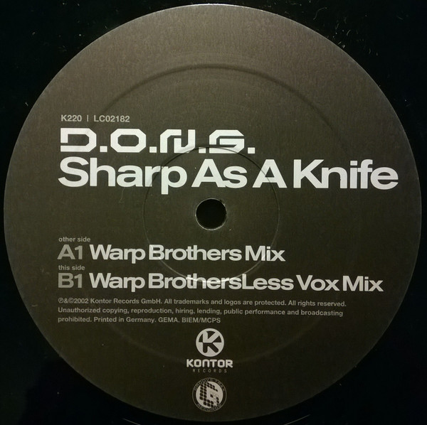 D.O.N.S. - Sharp As A Knife | Kontor Records (K220) - main