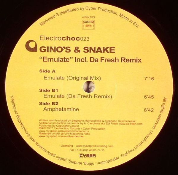 Gino's & Snake Plissken - Emulate | Electrochoc Records (echoc023)