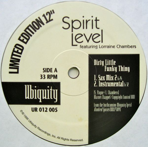 Spirit Level Featuring Lorraine Chambers - Dirty Little Funky Thing | Ubiquity (UR12005) - 2