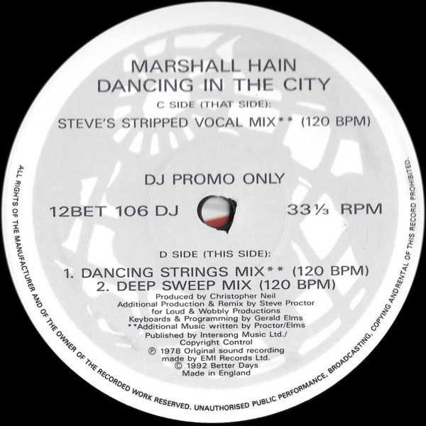 Marshall Hain - Dancing In The City | Better Days (12BET 106DJ) Marshall Hain - Dancing In The City | Better Days (12BET 106DJ)