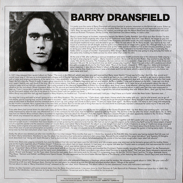 Barry Dransfield - Barry Dransfield | Guerssen (GUESS031) - 3