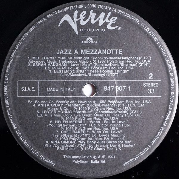 Various - Jazz A Mezzanotte | Verve Records (847 907-1)