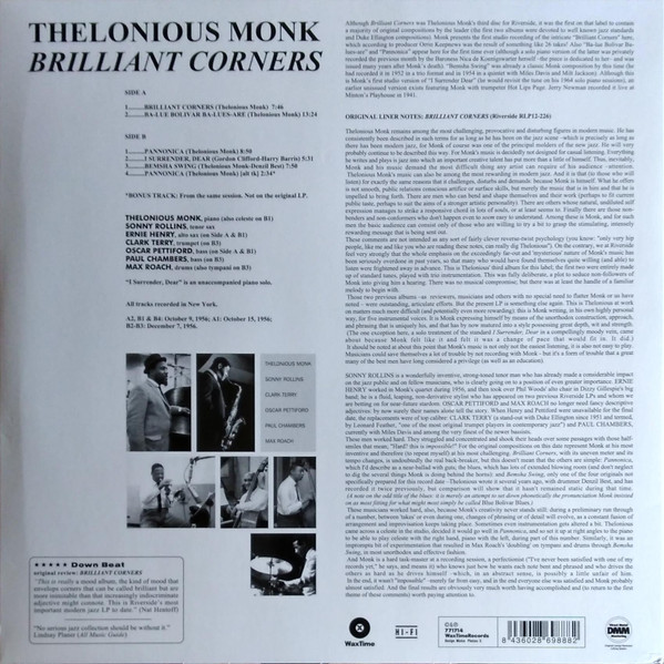 Thelonious Monk with Sonny Rollins , Ernie Henry and Clark Terry - Brilliant Corners | WaxTime (771714) - 2