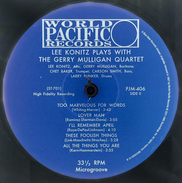 Lee Konitz Plays With Gerry Mulligan Quartet - Lee Konitz Plays With The Gerry Mulligan Quartet | Blue Note (B0033005-01) - 4