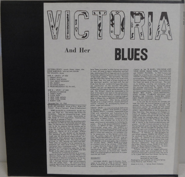 Victoria Spivey - Victoria And Her Blues | Spivey Records (LP-1002) - 2