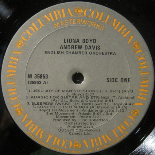 Liona Boyd , Andrew Davis , English Chamber Orchestra - Albinoni, Bach, Cimarosa, Marcello, Vivaldi | Columbia Masterworks (M 35853) - 2