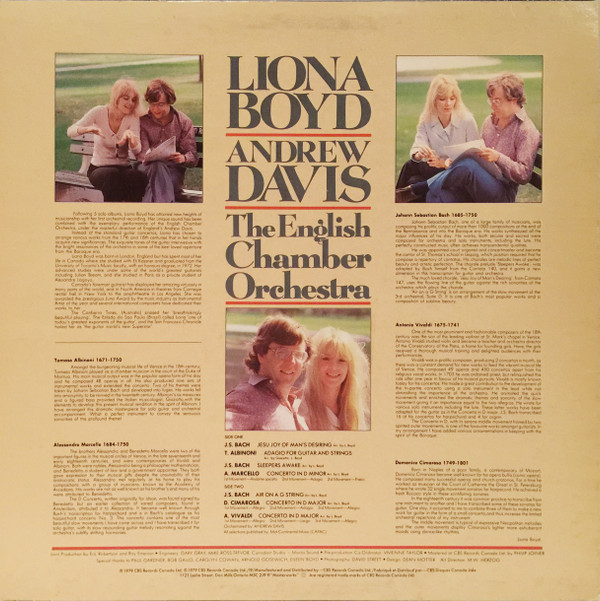 Liona Boyd , Andrew Davis , English Chamber Orchestra - Albinoni, Bach, Cimarosa, Marcello, Vivaldi | Columbia Masterworks (M 35853) - main