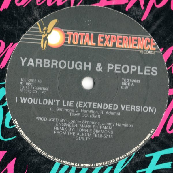 Yarbrough & Peoples - I Wouldn't Lie | Total Experience Records (TED1-2633)