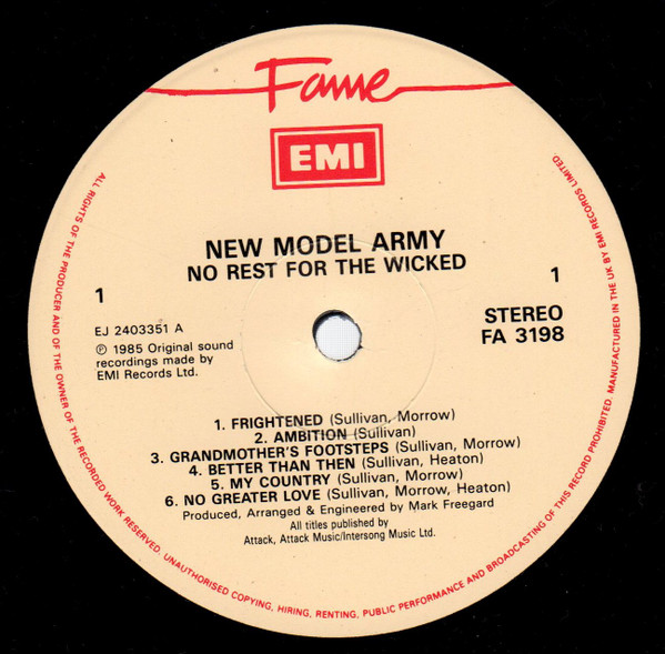 New Model Army - No Rest For The Wicked | Fame (FA 3198) - 3