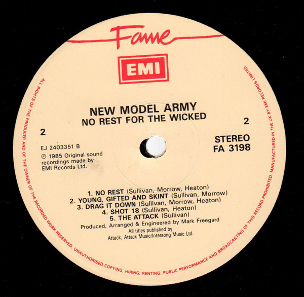 New Model Army - No Rest For The Wicked | Fame (FA 3198) - 4