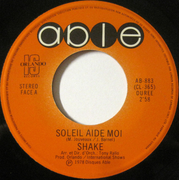 Shake - Soleil Aide-Moi / Bébé Rock'N'Roller | Able (AB-883) - main