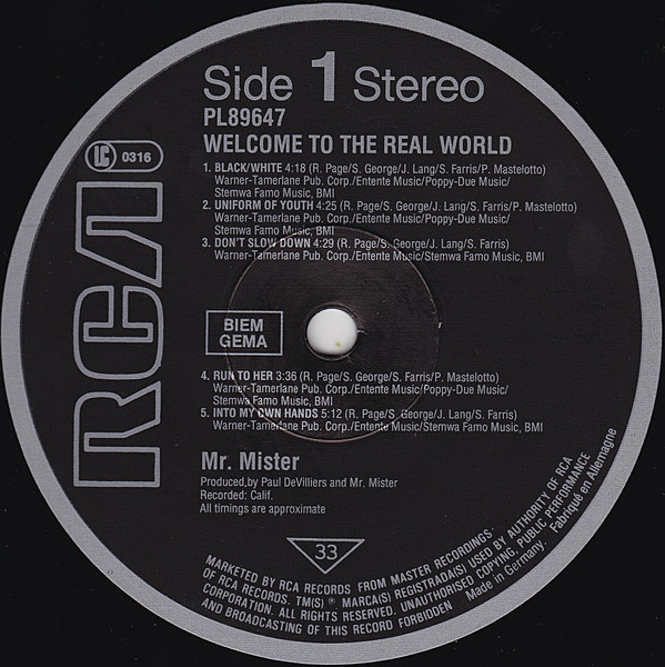 Mr. Mister - Welcome To The Real World | RCA (PL89647) - 3