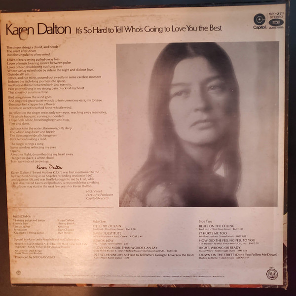 Karen Dalton - It's So Hard To Tell Who's Going To Love You The Best | Capitol Records (ST-271) - 2 Karen Dalton - It's So Hard To Tell Who's Going To Love You The Best | Capitol Records (ST-271) - 2